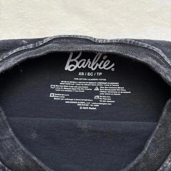 Barbie Crop Top Black Acid Wash Retro xs barbiecore - Picture 3 of 6